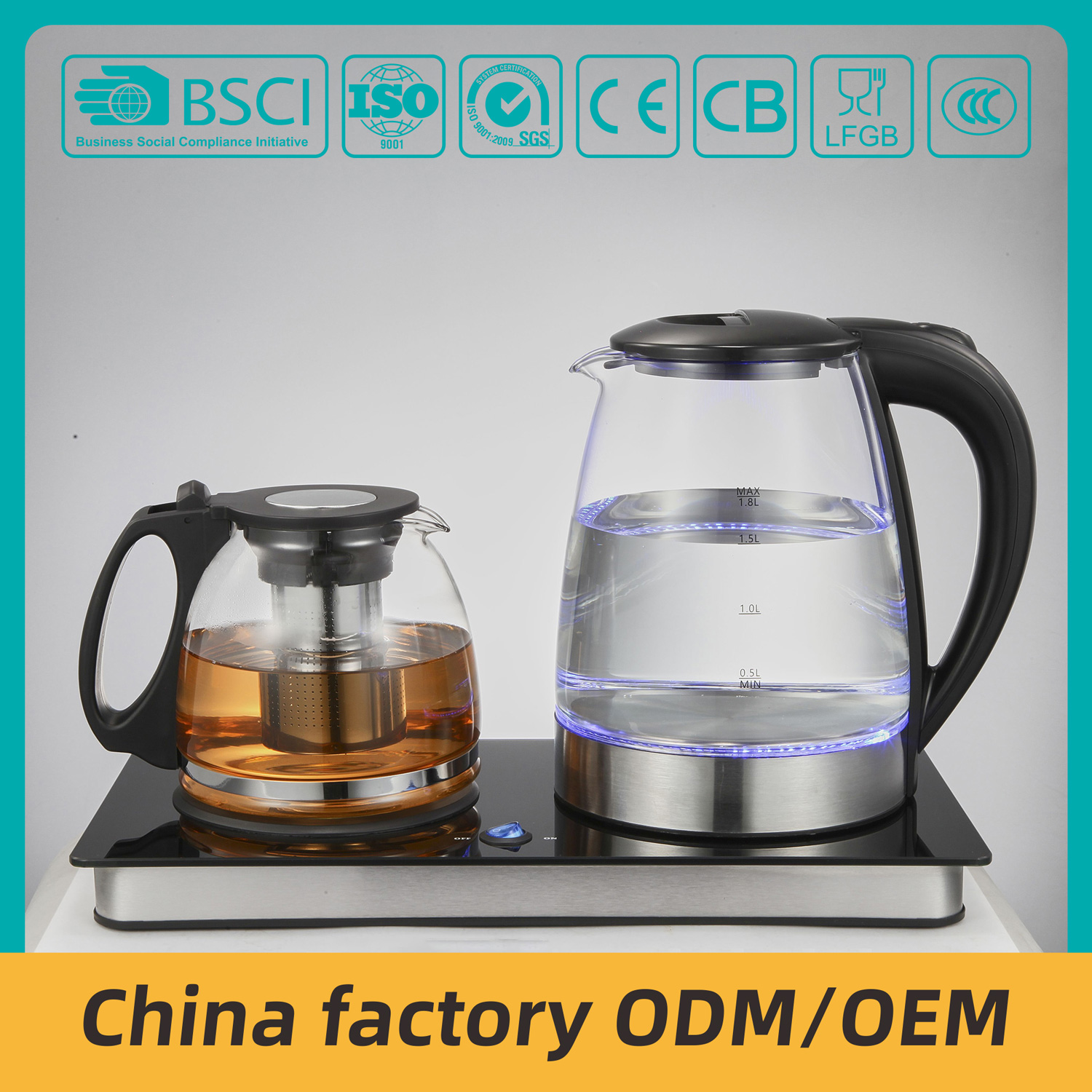 1.2L 1.8L with Stainless steel strip electric boiling water kettle