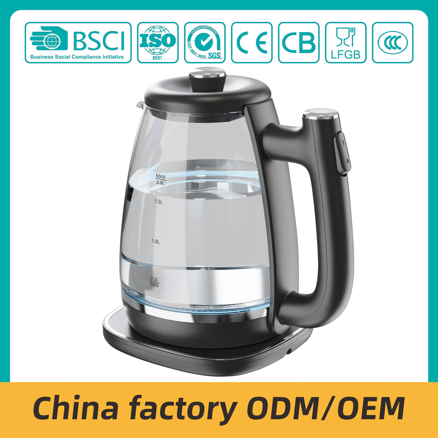 ZY-305 HOT Sale glass  Electric Kettle 2024 wholesale Glass Teapot Glass Electri