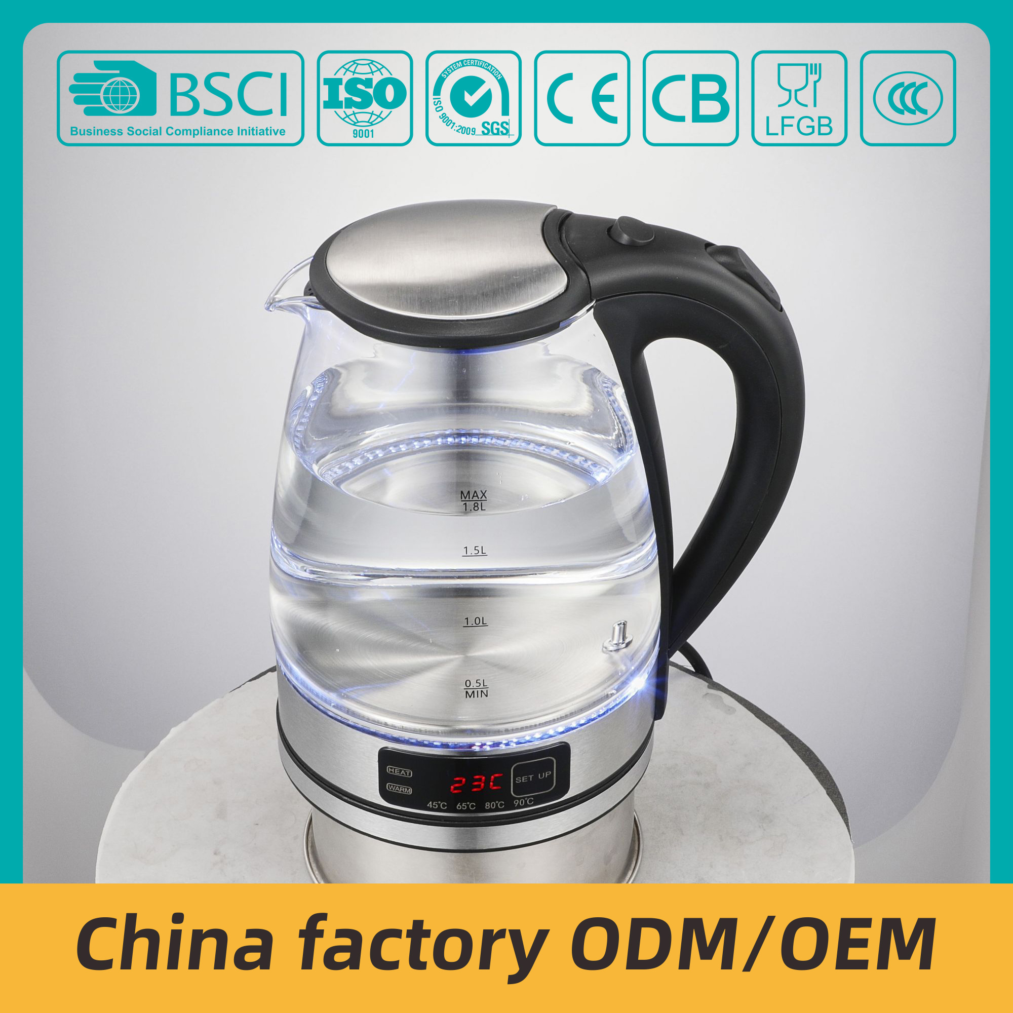 ZY-304 wholesale best electric tea kettle with temperature control with Display 