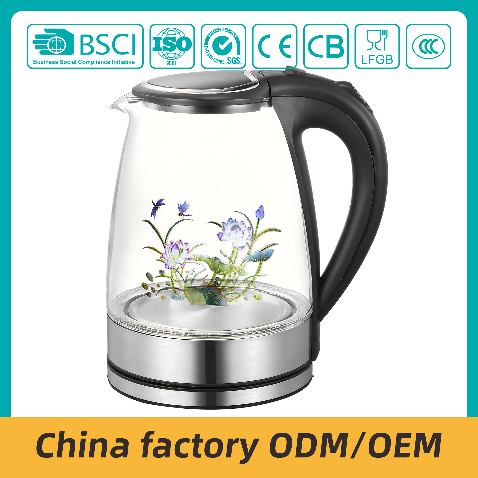 ZY-304 OEM Thermochromic flower electric kettles  factory  supplier