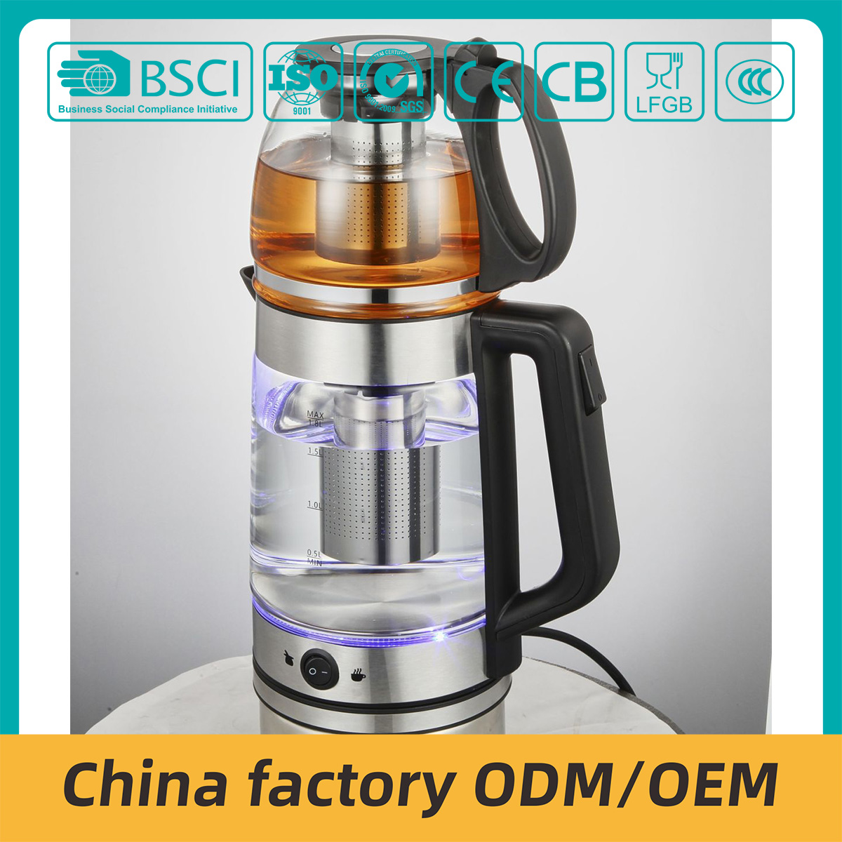 glass electric tea kettle temperature control factory