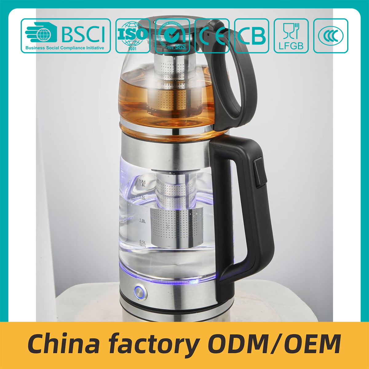 1.2L+1.8L   glass kettle Tea maker manufacturer 