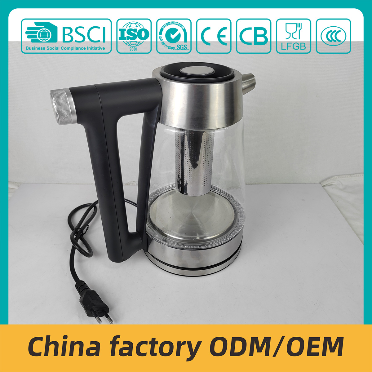 1L Small kettle  OEM  mechanical switch small glass kettle