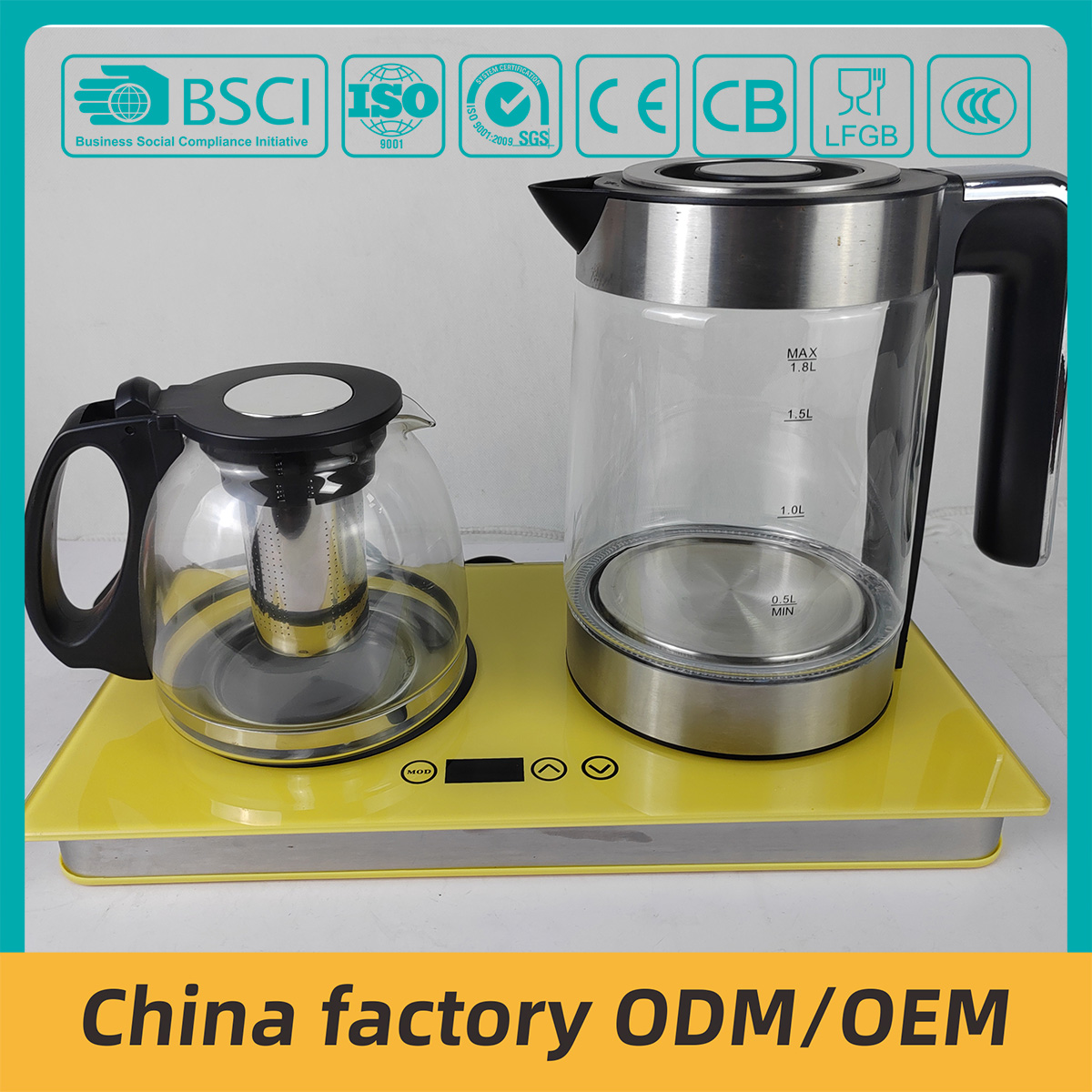  ZY-40412 OEM glass electric electric tea kettle factory