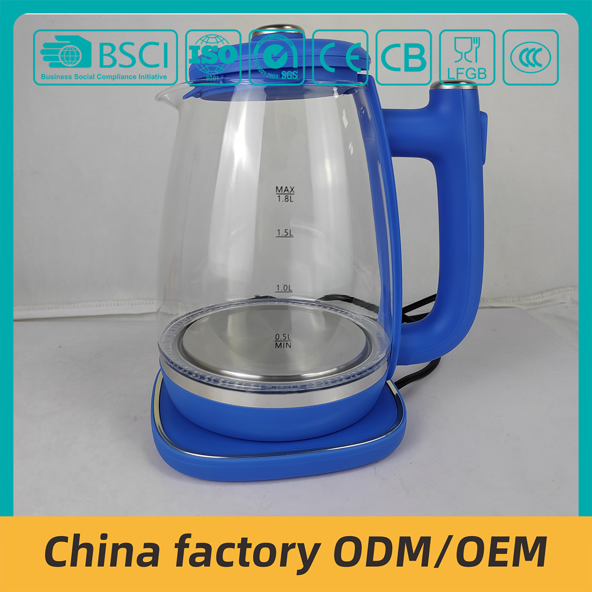 ZY-305 best  Blue glass  tea  kettle Factory price