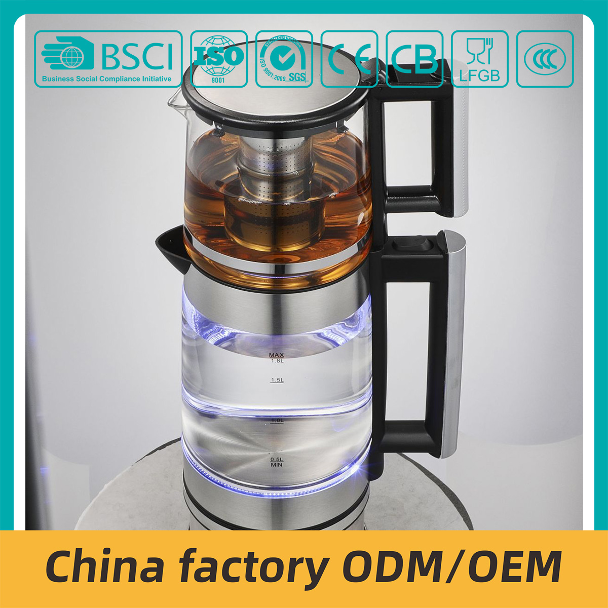   best glass electric kettle with CE/CB/ROHS/LFGB manufacturer