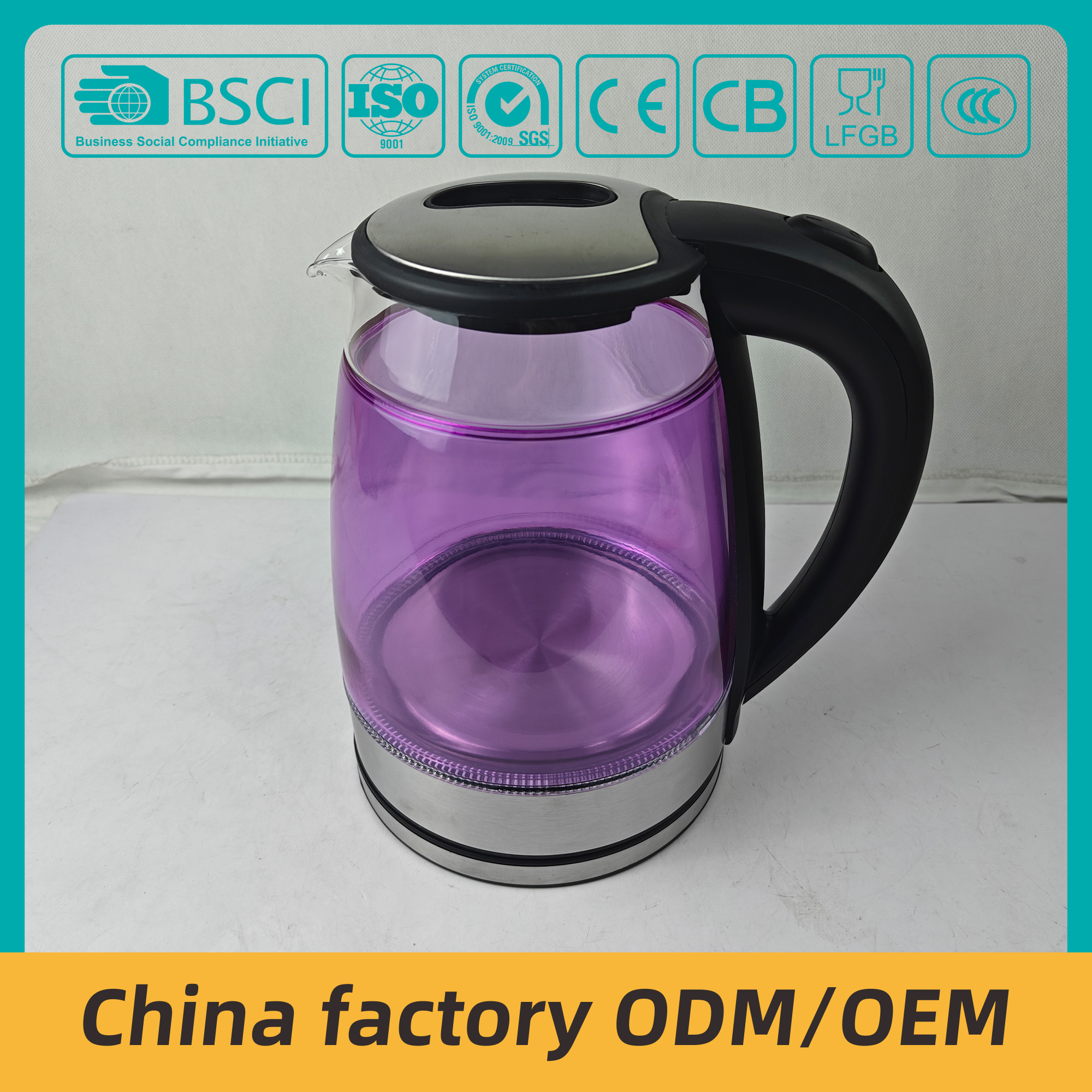 Double layer Glass Electric Kettle  Anti-scalding  Colorful OEM