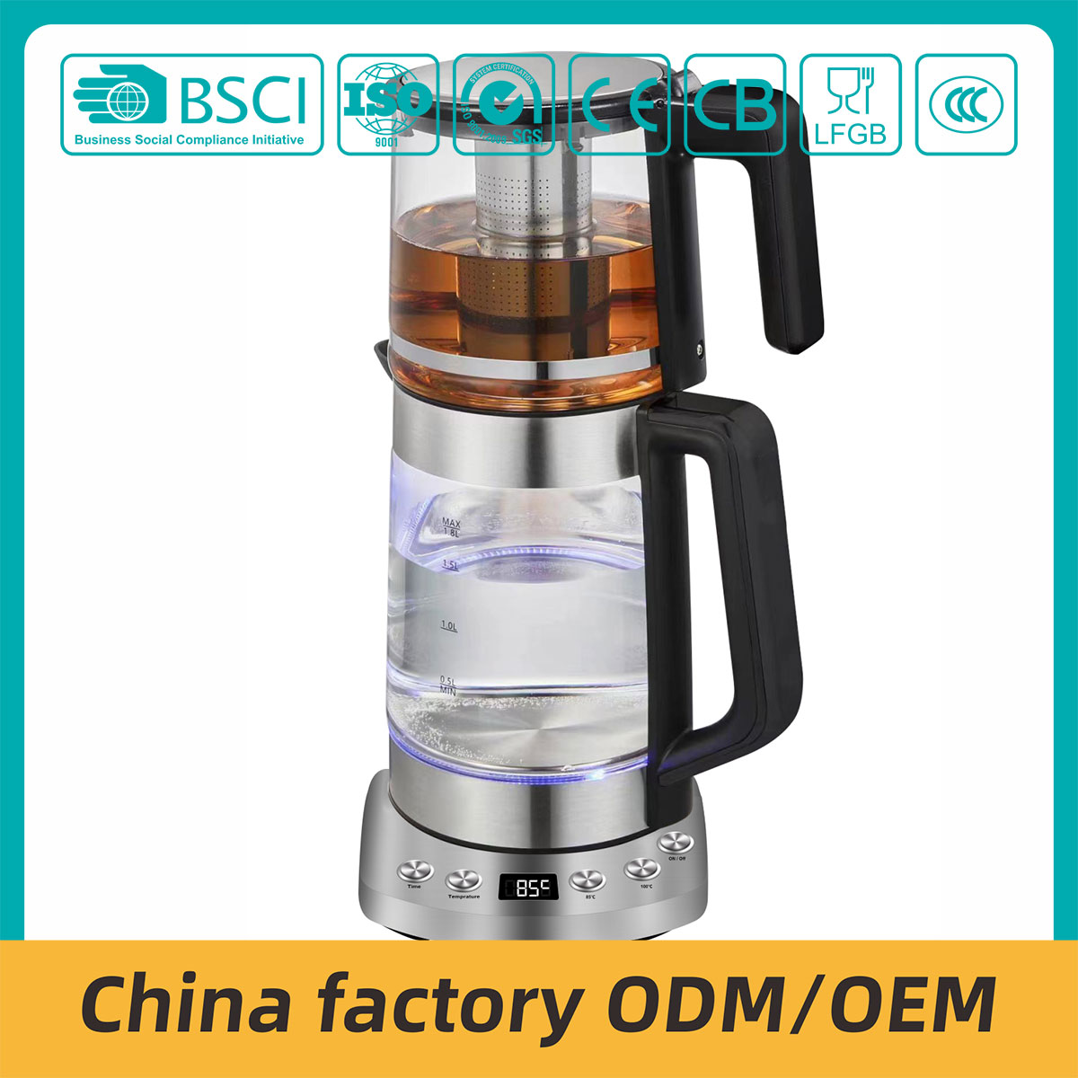 1.8L Factory OEM/ODM  Electric Water Electric Kettle Automatic Shut-off 