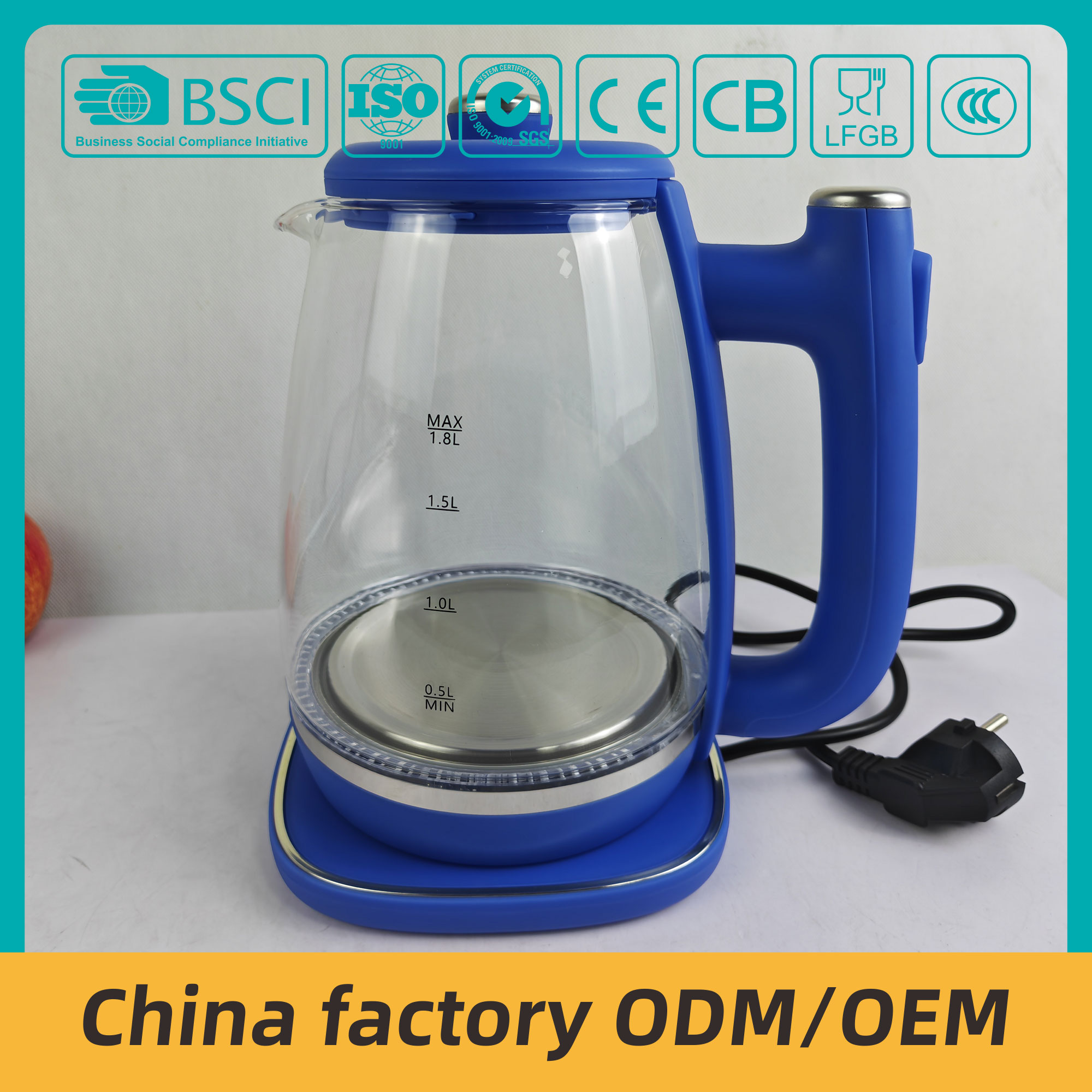 ZY-305 Blue Electric Kettle ISO9001