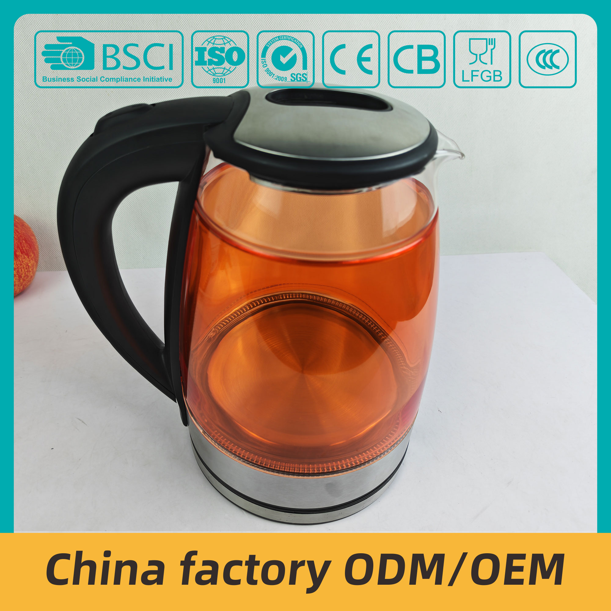 ZY-303 orange Electric Tea Kettle BSCI